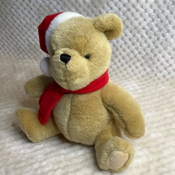 GUND DISNEY Classic Pooh Plush Bear Stuffed Animal in Scarf and Santa Hat - Picture 2 of 13